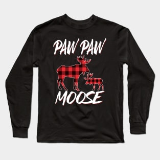 Red Plaid Paw Paw Moose Matching Family Pajama Christmas Gift Long Sleeve T-Shirt